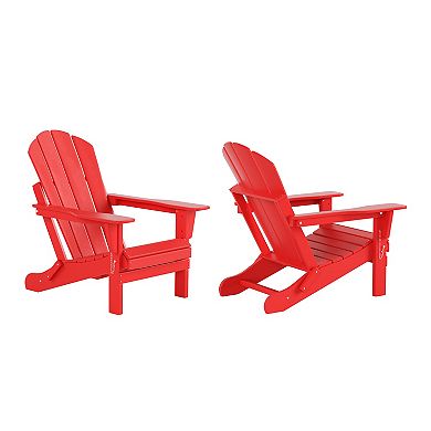 Westintrends 3-piece Outdoor/patio Poly Adirondack Chairs With Coffee Table Set