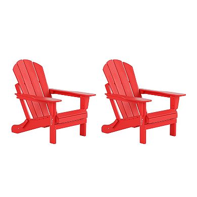 Westintrends 3-piece Outdoor/patio Poly Adirondack Chairs With Coffee Table Set