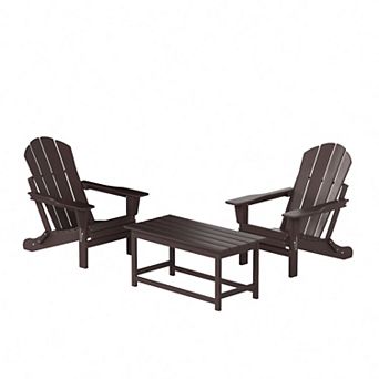 Westintrends 3 pc Outdoor/patio Poly Adirondack Chairs With Coffee Table Set