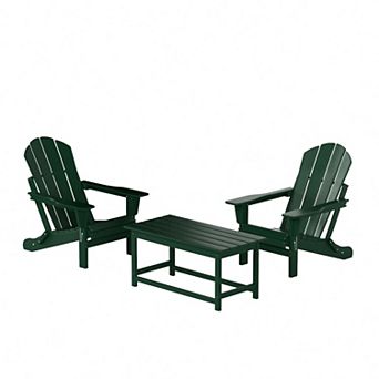 Westintrends 3 pc Outdoor/patio Poly Adirondack Chairs With Coffee Table Set