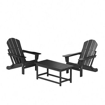 Westintrends 3 pc Outdoor/patio Poly Adirondack Chairs With Coffee Table Set