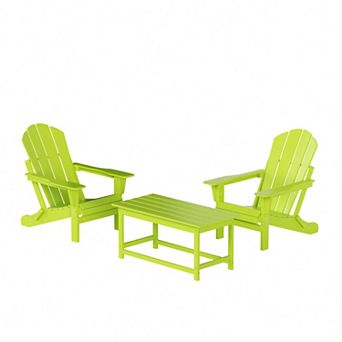 Westintrends 3 pc Outdoor/patio Poly Adirondack Chairs With Coffee Table Set