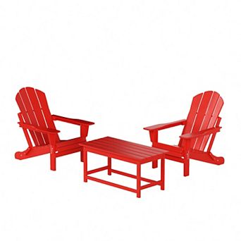 Westintrends 3 pc Outdoor/patio Poly Adirondack Chairs With Coffee Table Set