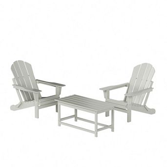 Westintrends 3 pc Outdoor/patio Poly Adirondack Chairs With Coffee Table Set