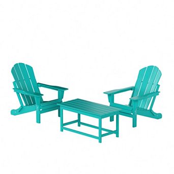 Westintrends 3 pc Outdoor/patio Poly Adirondack Chairs With Coffee Table Set
