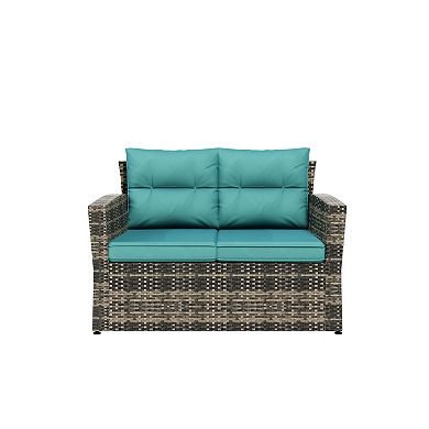 Westintrends 4-piece Pe Wicker/rattan Conversation Set With Cushions