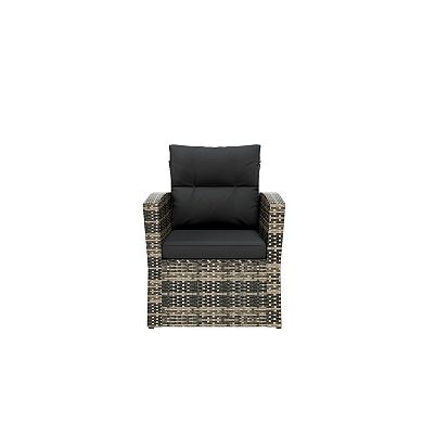Westintrends 4-piece Pe Wicker/rattan Conversation Set With Cushions