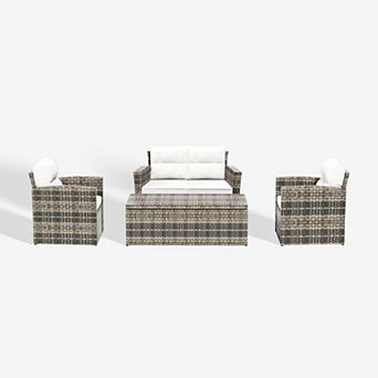 Westintrends 4 pc Pe Wicker/rattan Conversation Set With Cushions