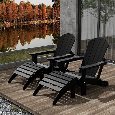 Westintrends 4-piece Classic Adirondack Chair With Ottoman Set
