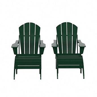 Westintrends 4 pc Classic Adirondack Chair With Ottoman Set