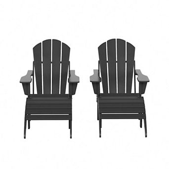 Westintrends 4 pc Classic Adirondack Chair With Ottoman Set