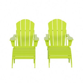 Westintrends 4 pc Classic Adirondack Chair With Ottoman Set