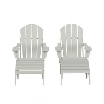 Westintrends 4 pc Classic Adirondack Chair With Ottoman Set
