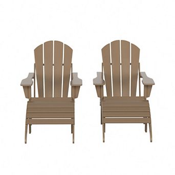 Westintrends 4 pc Classic Adirondack Chair With Ottoman Set