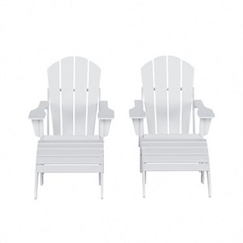Westintrends 4 pc Classic Adirondack Chair With Ottoman Set