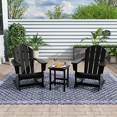 Westintrends 3-piece Outdoor/patio Poly Adirondack Rocking Chairs And Side Table Set