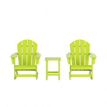 Westintrends 3 pc Outdoor/patio Poly Adirondack Rocking Chairs And Side Table Set