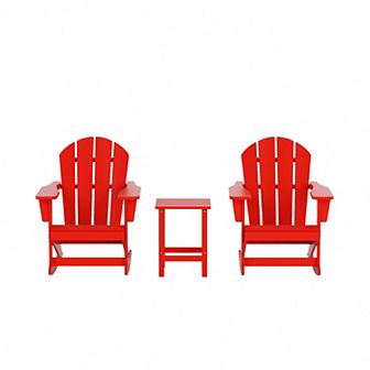 Westintrends 3 pc Outdoor/patio Poly Adirondack Rocking Chairs And Side Table Set