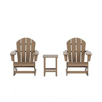 Westintrends 3 pc Outdoor/patio Poly Adirondack Rocking Chairs And Side Table Set