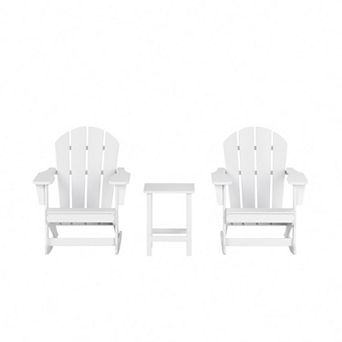 Westintrends 3 pc Outdoor/patio Poly Adirondack Rocking Chairs And Side Table Set