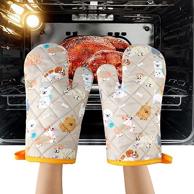 Dog Print Oven Mitt and Pot Holder Set
