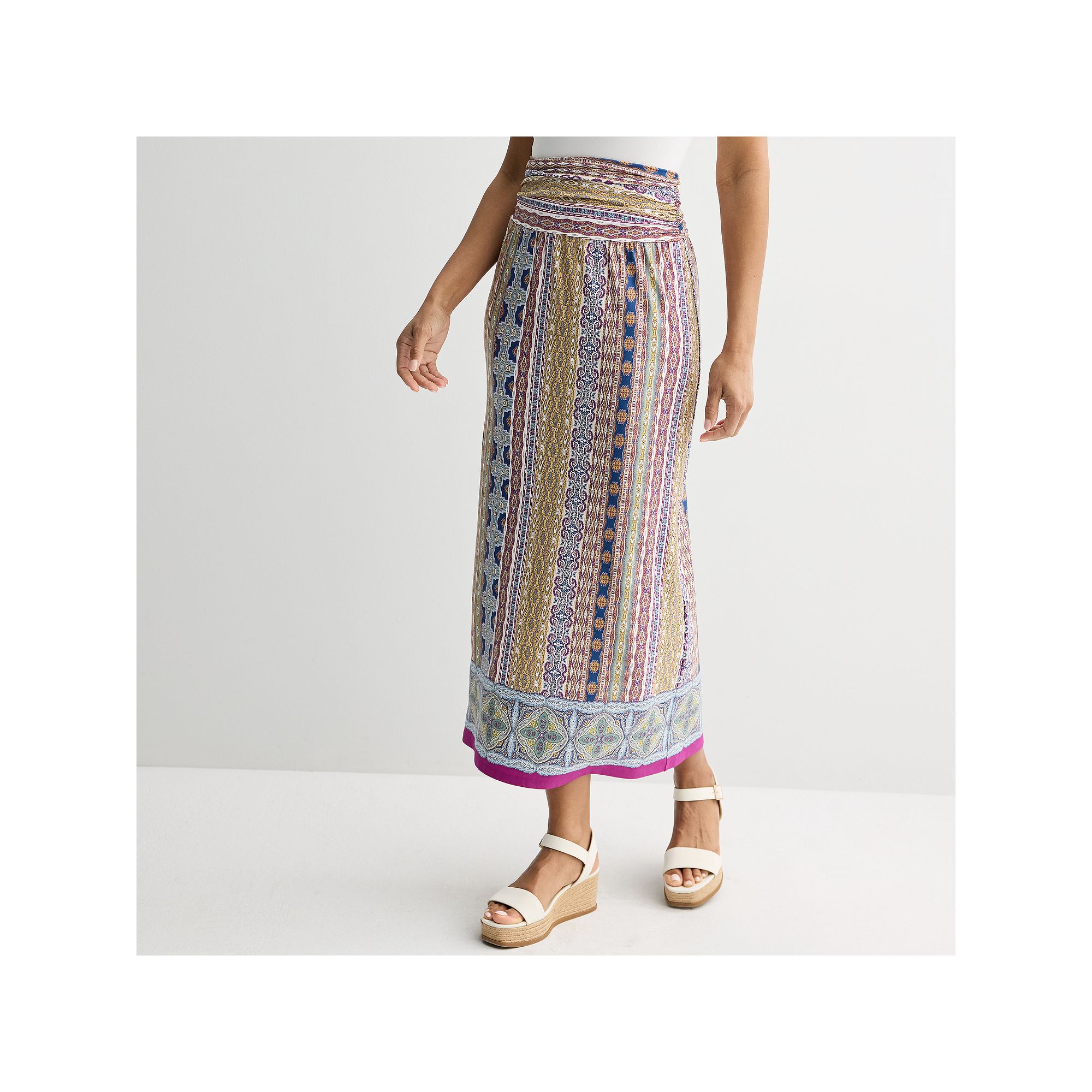 Womens Apt. 9® Pull-On Maxi Skirt, Size: XXL, Earth Tones Border