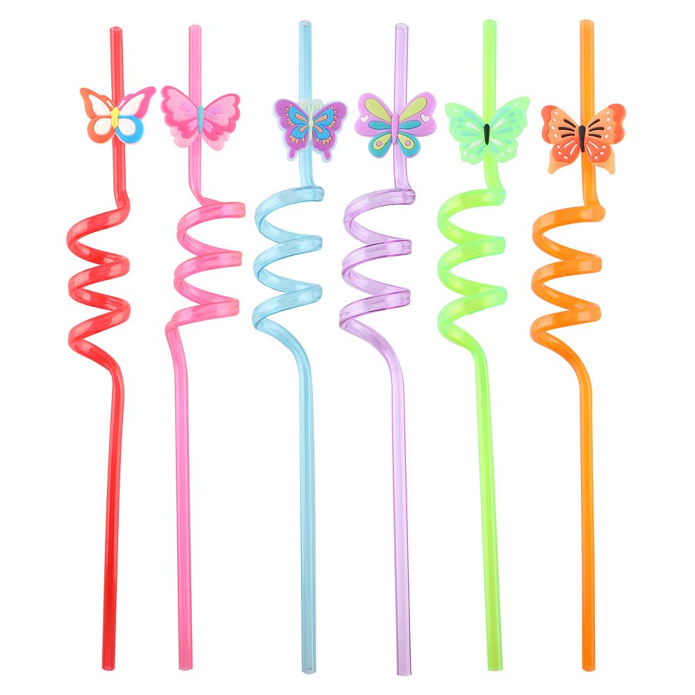 Spring Butterfly Curly Straws