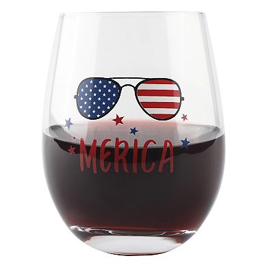 "Merica" Stemless Wine Glass