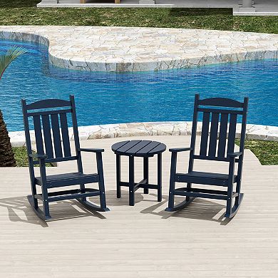 Westintrends 3-piece Outdoor/patio Poly Classic Porch Rocking Chair With Side Table