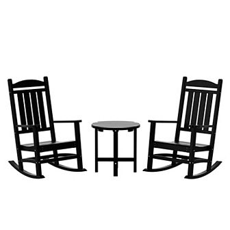 Westintrends 3 pc Outdoor/patio Poly Classic Porch Rocking Chair With Side Table