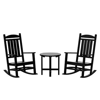 Westintrends 3 pc Outdoor/patio Poly Classic Porch Rocking Chair With Side Table