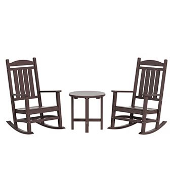 Westintrends 3 pc Outdoor/patio Poly Classic Porch Rocking Chair With Side Table
