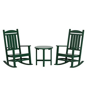 Westintrends 3 pc Outdoor/patio Poly Classic Porch Rocking Chair With Side Table
