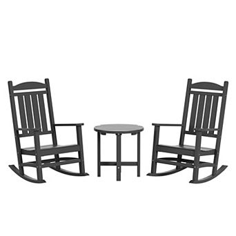 Westintrends 3 pc Outdoor/patio Poly Classic Porch Rocking Chair With Side Table