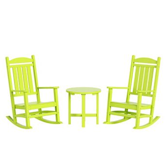 Westintrends 3 pc Outdoor/patio Poly Classic Porch Rocking Chair With Side Table