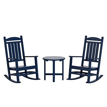 Westintrends 3 pc Outdoor/patio Poly Classic Porch Rocking Chair With Side Table