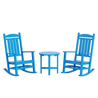 Westintrends 3 pc Outdoor/patio Poly Classic Porch Rocking Chair With Side Table
