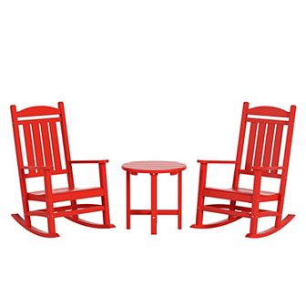 Westintrends 3 pc Outdoor/patio Poly Classic Porch Rocking Chair With Side Table