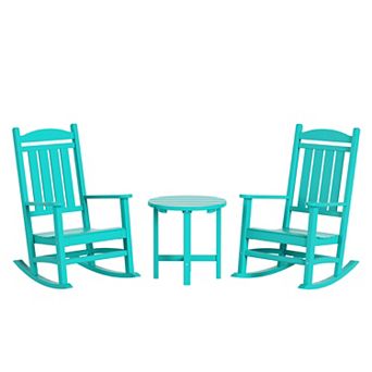 Westintrends 3 pc Outdoor/patio Poly Classic Porch Rocking Chair With Side Table