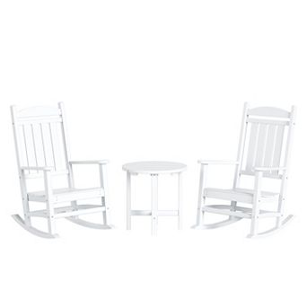 Westintrends 3 pc Outdoor/patio Poly Classic Porch Rocking Chair With Side Table