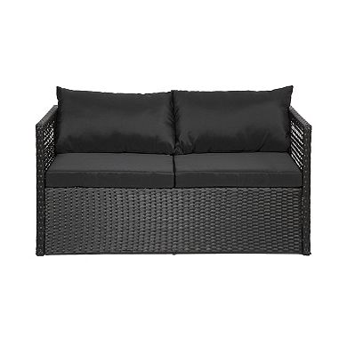 Westintrends 4-piece Outdoor/patio Rattan Conversation Set With Coffee Table