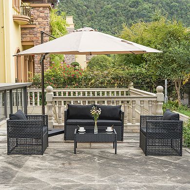 Westintrends 4-piece Outdoor/patio Rattan Conversation Set With Coffee Table