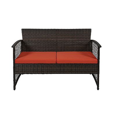 Westintrends 4-piece Coffee Outdoor/patio Wicker Conversation Set With Coffee Table