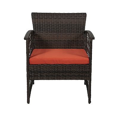Westintrends 4-piece Coffee Outdoor/patio Wicker Conversation Set With Coffee Table