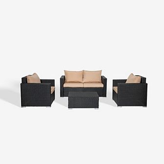 Westintrends 4 pc Outdoor/patio Wicker/rattan Sofa Set With Cushions And Coffee Table