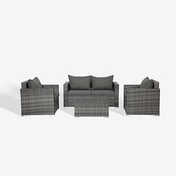 Westintrends 4 pc Outdoor/patio Wicker/rattan Sofa Set With Cushions And Coffee Table