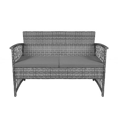 Westintrends 4-piece Gray Outdoor/patio Wicker Conversation Set With Coffee Table