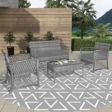 Westintrends 4-piece Gray Outdoor/patio Wicker Conversation Set With Coffee Table