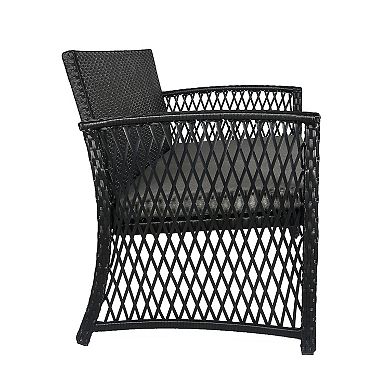 Westintrends 4-piece Black Outdoor/patio Wicker Conversation Set With Coffee Table