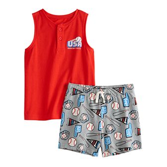 Toddler Boys Jumping Beans® Baseball 2 pc Knit Top & Short Set